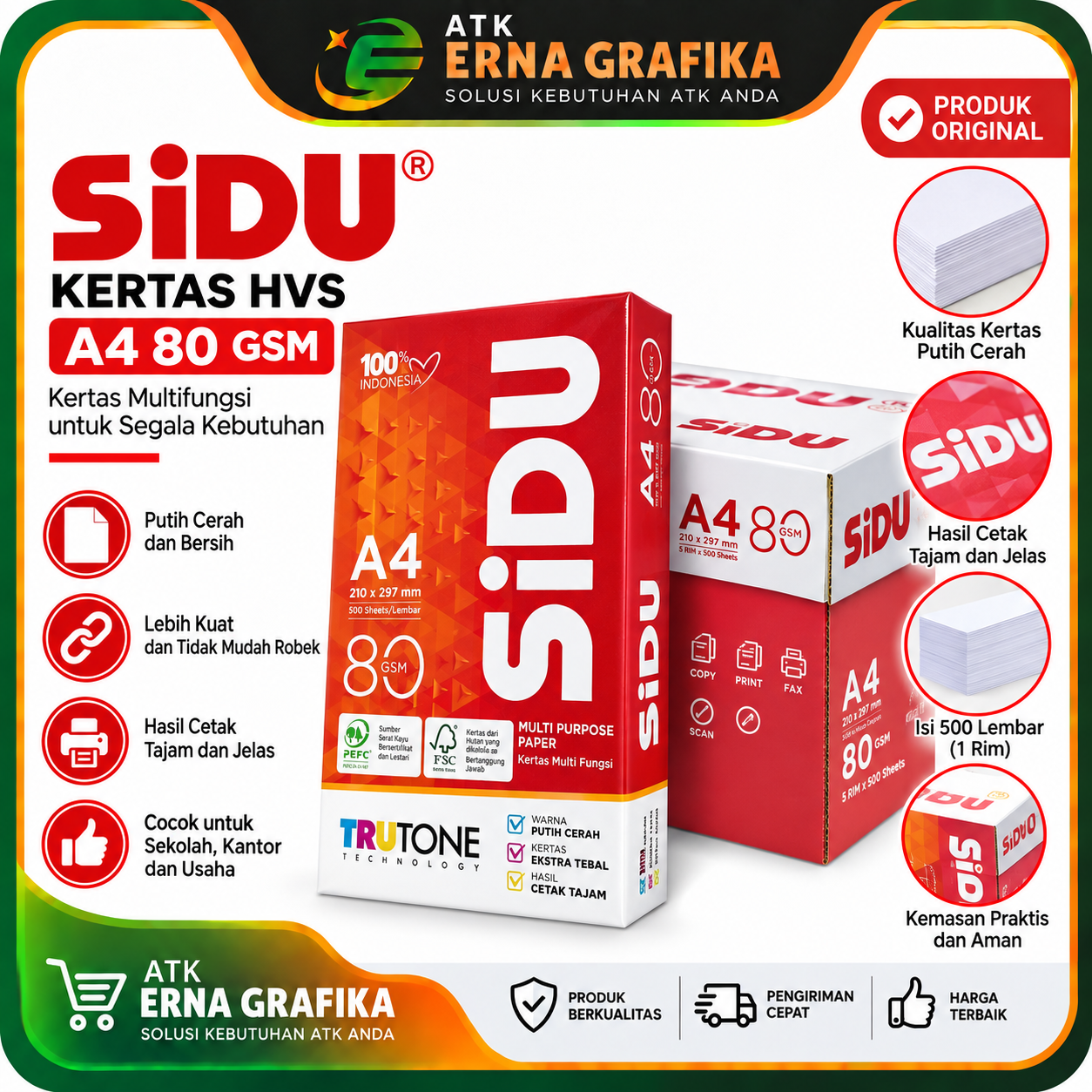 Kertas HVS A4 80gsm SIDU